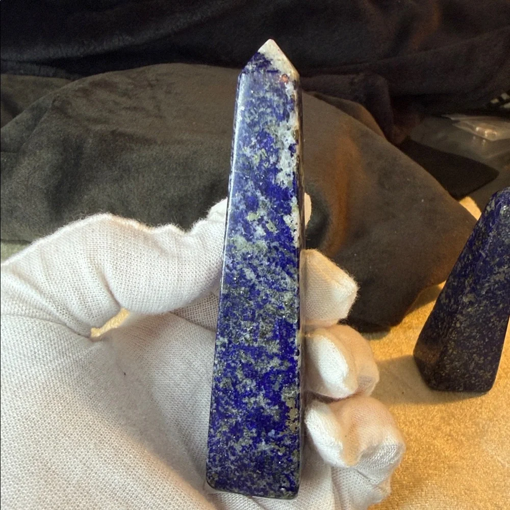 Bundle of 2 Earth Mined Polished Lapis Lazuli Points 3”-3.75” - Picture 5 of 11